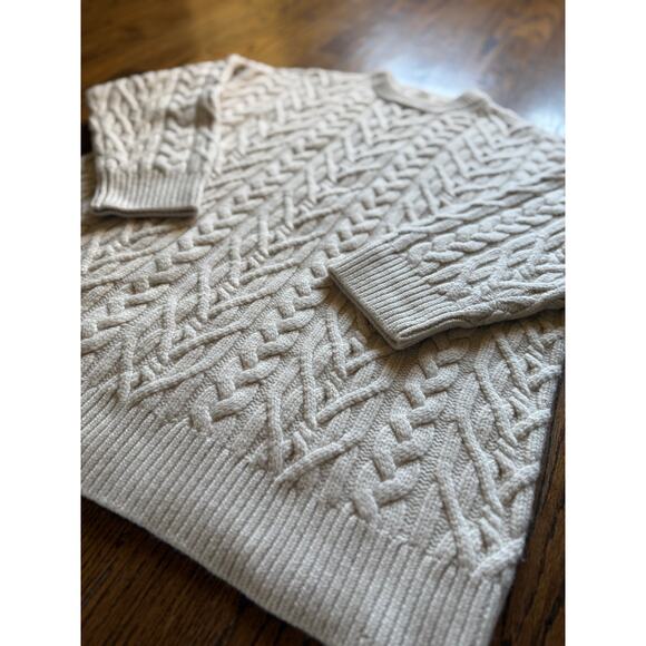 SOLD---ARITZIA The Group Cable Knit Wool Sweater Scandi Minimalist Old Money - Picture 4 of 10